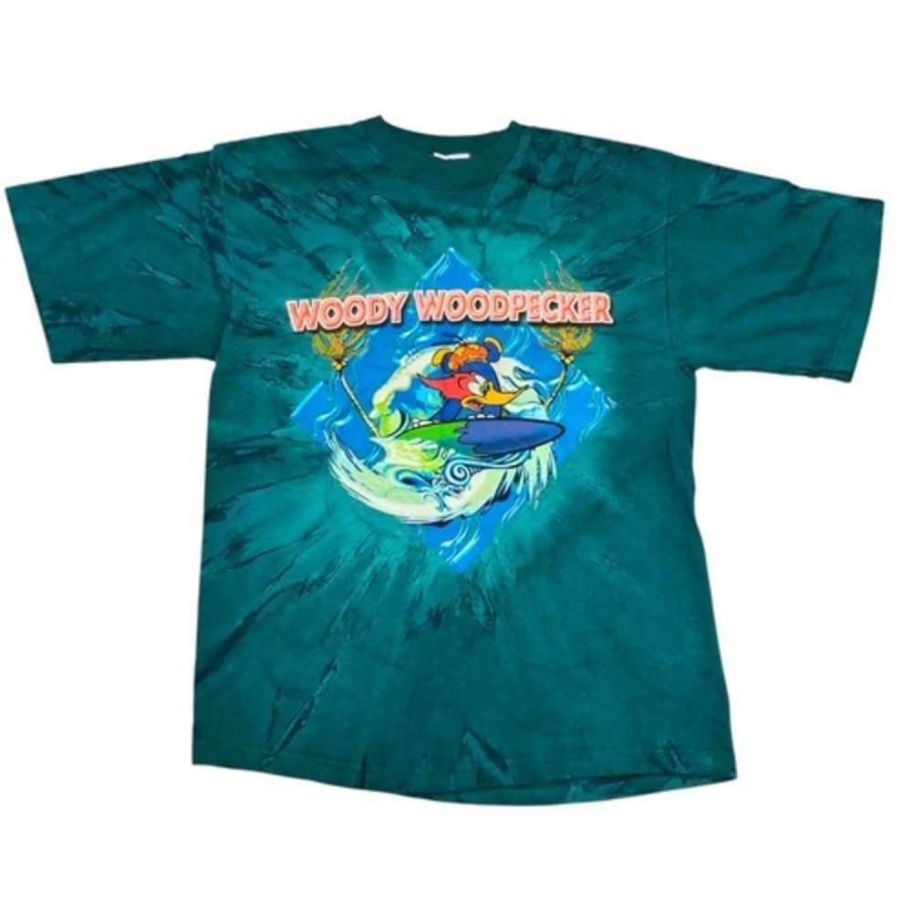 Vintage Woody Woodpecker Surfing Tie Dye Medium T-Shirt